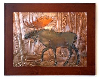 Walking Moose Framed Picture